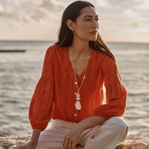 J. Jill Boho Textured Button-Up Blouse